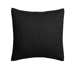 Open Box: Belgian Flax Linen Tufted Quilted Sham, Euro, Set of 2 - Black