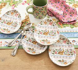 Botanical Bunny Stoneware Egg Appetizer Plates - Set of 4