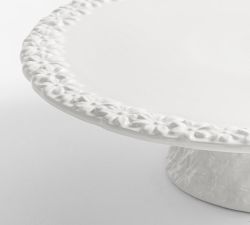 Floral Bunny Stoneware Cake Stand