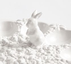 Floral Bunny Stoneware Deviled Egg Platter