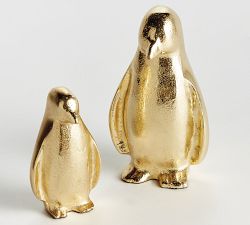 Handcrafted Gold Penguin Pair