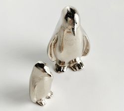 Handcrafted Silver Penguin Pair