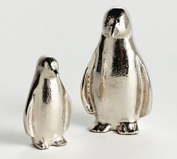 Handcrafted Silver Penguin Pair