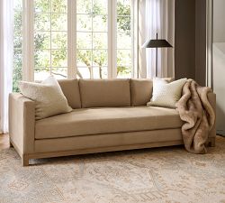Jake Leather Seadrift Wood Base Sofa (63"&ndash;120")
