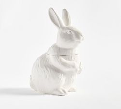 Floral Bunny Stoneware Cookie Jar