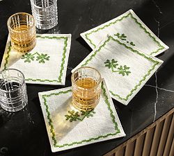 Four Leaf Clover Organic Cotton Cocktail Napkins - Set of 4