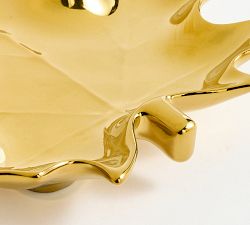 Gold Maple Leaf Stoneware Appetizer Plate