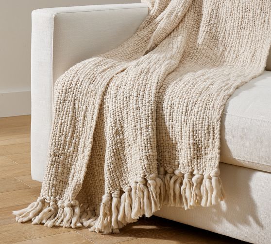 Textured Basketweave Knit Throw