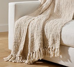 Textured Basketweave Knit Throw