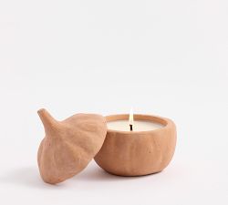 Artisan Terracotta Pumpkin Candle - Pumpkin &amp; Amber