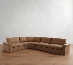 Westwood Roll Arm Leather 4-Piece Curved Wedge Sectional (151")