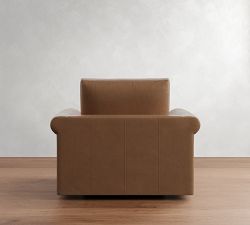 Westwood Roll Arm Leather Swivel Chair