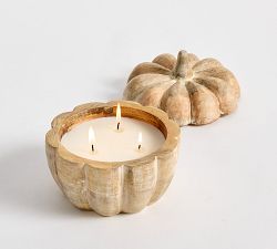 Wooden Pumpkin Candle - Pumpkin Pie