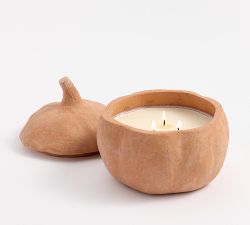 Artisan Terracotta Pumpkin Candle - Pumpkin &amp; Amber