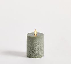 Premium Flickering Flameless Wax Pillar Candle - Salt Washed