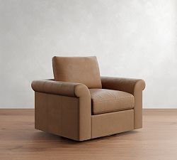 Westwood Roll Arm Leather Swivel Chair