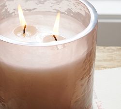 Hammered Glass Scented Candle - Bergamot &amp; White Oak