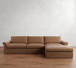 Westwood Roll Arm Leather Modular Chaise Sectional (148")
