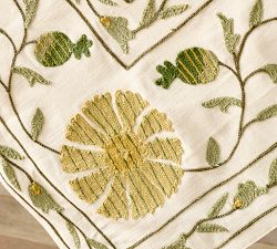Wren Embroidered Cotton Table Throw
