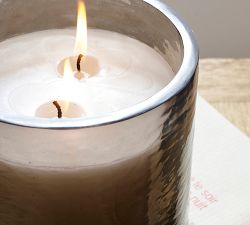 Hammered Glass Scented Candle - Bergamot &amp; White Oak