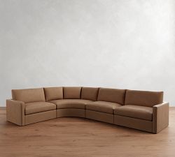 Westwood Slim Arm Leather 4-Piece Curved Wedge Sectional (145")