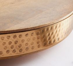 Mango Wood &amp; Copper Lazy Susan
