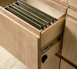 Pacific Peninsula Desk with Glass Cabinet Suite (102&quot; x 78&quot;)