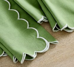 Scallop Border Cotton/Linen Napkins - Thumbnail 3
