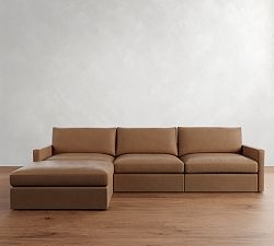 Westwood Slim Arm Leather Modular Chaise Sectional (137&quot;)