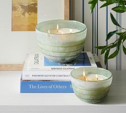 Etched Frosted Glass Scented Candle - Fig &amp; Sandalwood