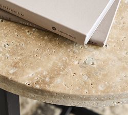 Lennox Round Travertine Side Table (18")
