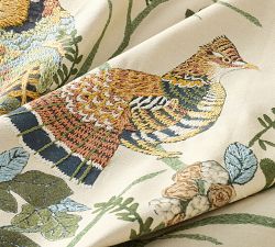 Pheasant Embroidered Cotton Table Throw