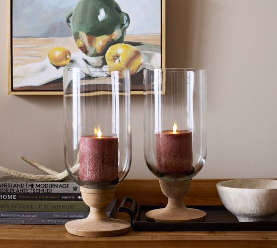 Kadence Turned Wood Hurricane Candle Holders