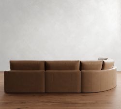 Westwood Slim Arm Leather 4-Piece Curved Wedge Sectional (145")