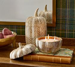 Wooden Pumpkin Candle - Pumpkin Pie