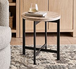 Lennox Round Travertine Side Table (18")