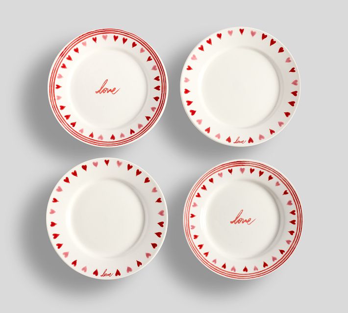 Rome Pottery Works ハートデザイン皿 4枚セット Rome Pottery Works ハートデザイン皿 4枚セット-公式サイト無料