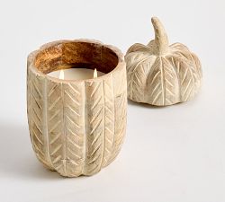 Wooden Pumpkin Candle - Pumpkin Pie