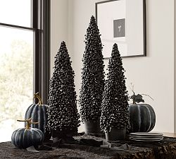 Faux Potted Black Berry Cluster Cone Tree