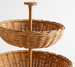 Handwoven Wicker Tiered Stand