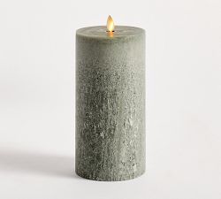 Premium Flickering Flameless Wax Pillar Candle - Salt Washed