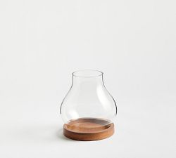 Sherbourne Wood Base Hurricane Candle Holder