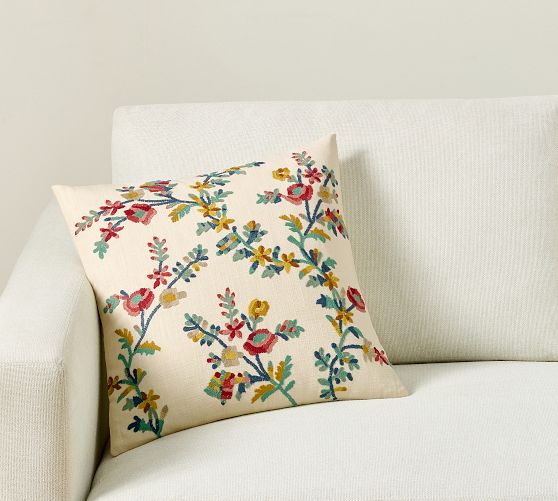 Nora Embroidered Vine Pillow