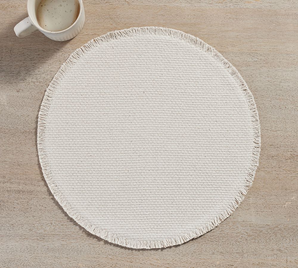 Mason Handwoven Cotton Fringe Round Placemats - Set of 4 - Set of 4 - Natural