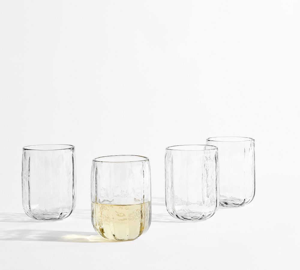 Hammered Café Stemless Wine Glasses - Set of 4