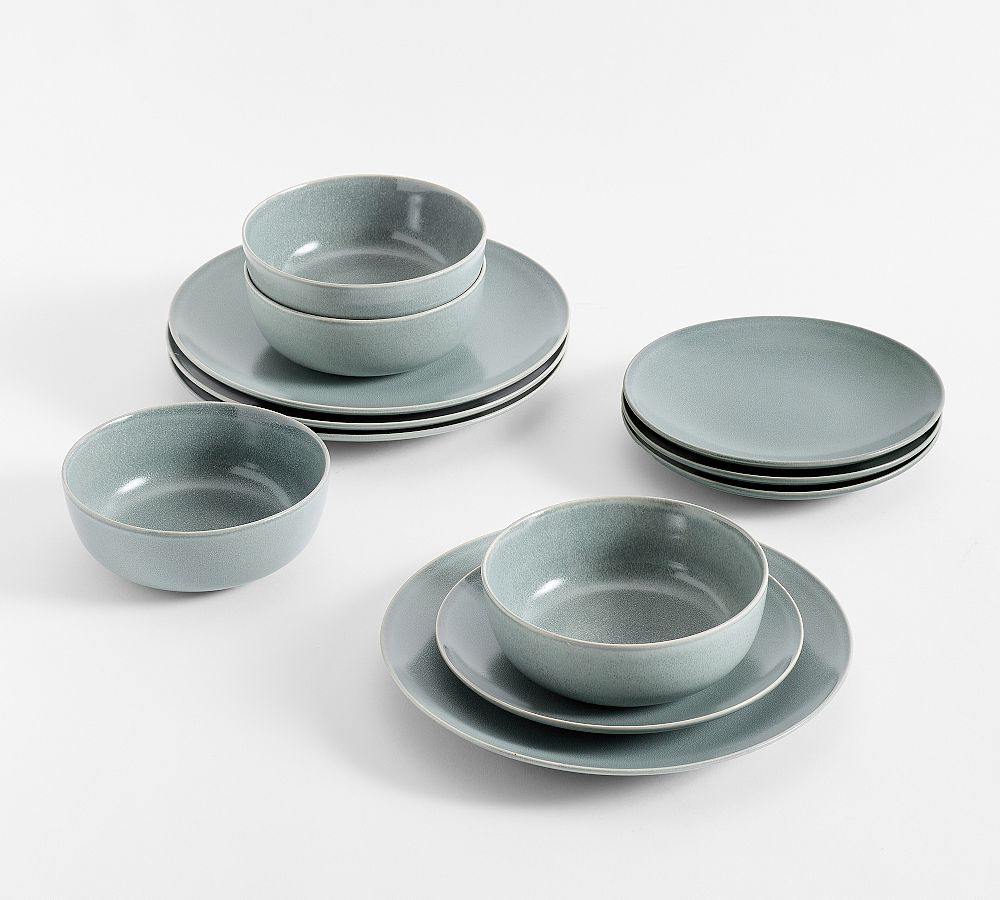Mason Stoneware Dinnerware 12-Piece Set Matte Chambray