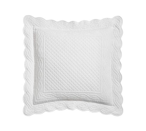 Heirloom Scallop Quilted Sham, White, Euro, Set of 2