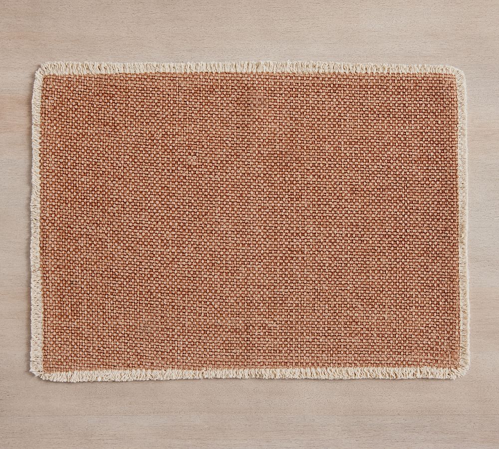 Mason Handwoven Cotton Fringe Placemats - Set of 4 - Set of 4 - Clay