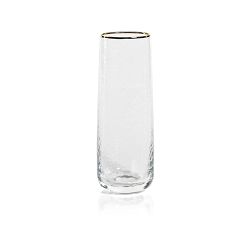 Hammered Gold Rim Stemless Champagne Flutes, Set of 4