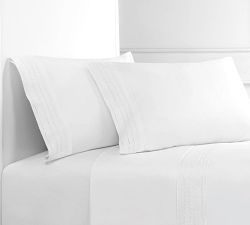 Lylah Cotton Percale Embroidered Pillowcases - Set of 2